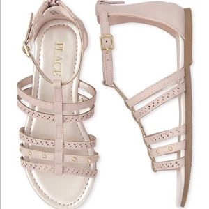 Girl nude pink studded gladiator sandals